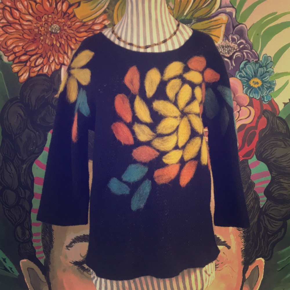 Anthropologie troubadour snow blossom sweater